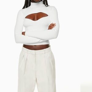 Aritzia White Rib-knit cutout top NWOT